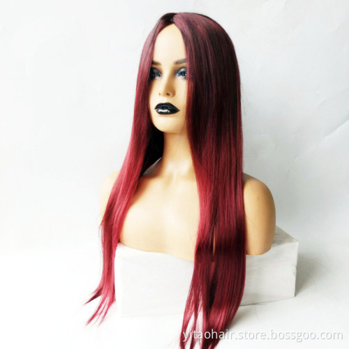 New Arrival wholesale price 99J color  Synthetic Hair Wigs With Colorful  Pre-Plucked Big Factory Stock